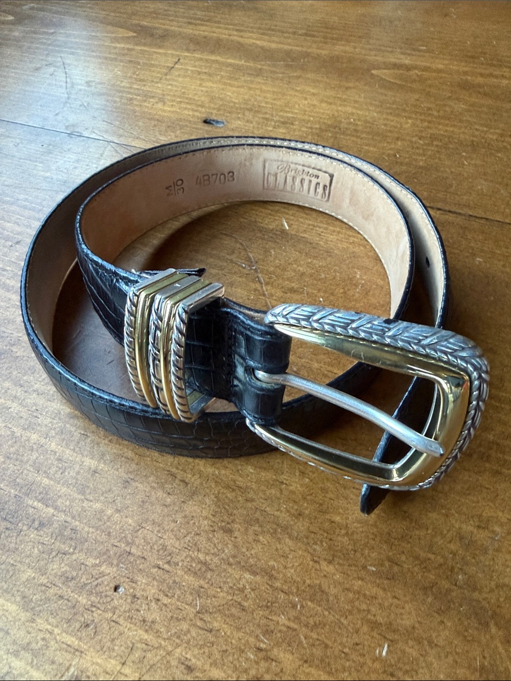 Brighton Classics Black Leather Belt 4B703 Sz M/30